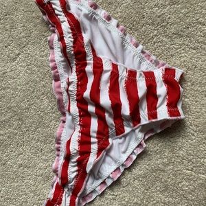 Red and White Striped Cheeky Bikini Bottoms